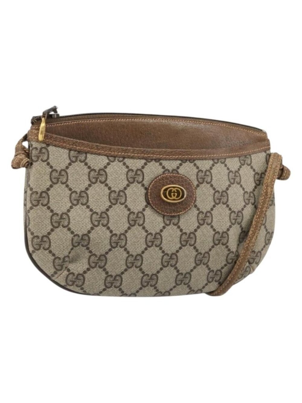 Authentic GUCCI GG Supreme Old Shoulder Bag PVC Beige Gold 378 02 020